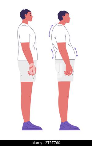 Ragazzo con una postura buona e cattiva Illustrazione Vettoriale