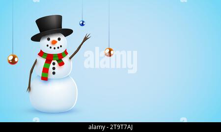 Buon Natale e felice anno nuovo sfondo con pupazzo di neve. Illustrazione vettoriale Illustrazione Vettoriale