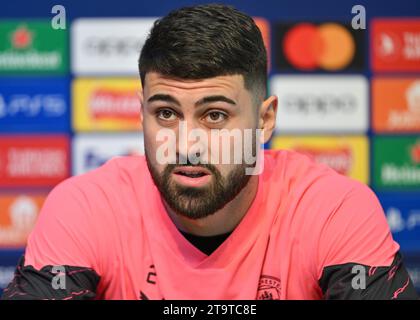 Manchester, Inghilterra, 27 novembre 2023. Joško Gvardiol #24 di Manchester City parla con la stampa, durante la conferenza stampa Manchester City UEFA Champions League V RB Leipzig (Credit Image: ©Cody Froggatt/Alamy Live News) Foto Stock