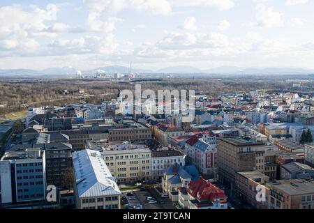Città di Ostrava, vista dalla torre del municipio Foto Stock
