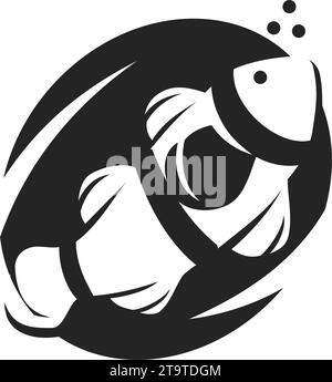 Modello logo clown Fish isolato. Identità del marchio. Icona grafico vettore astratto Illustrazione Vettoriale