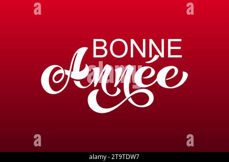 Joyeux noel e Bonee Annee. Buon modello di biglietto di Natale con saluti in francese. Lettere disegnate a mano. Illustrazione vettoriale Premium con tipografia Illustrazione Vettoriale