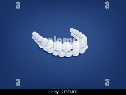 Le perle sono composte da denti umani. Progettazione di odontoiatria e ortodonzia. Denti umani per il concetto medico e dentifricio. Hyg. Orale sano Illustrazione Vettoriale