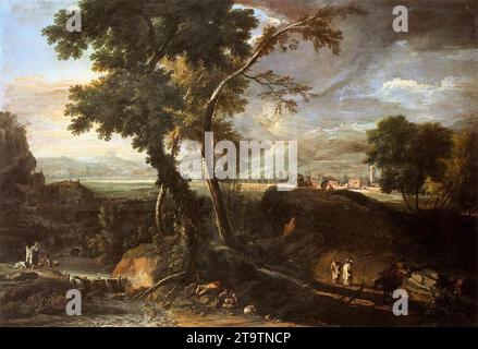 Paesaggio con fiume e figure c. 1720 di Marco Ricci Foto Stock