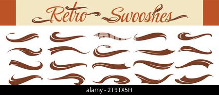 Set di Swoosh e Swash retrò Illustrazione Vettoriale