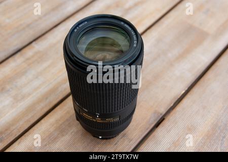 Primo piano di un telezoom Foto Stock