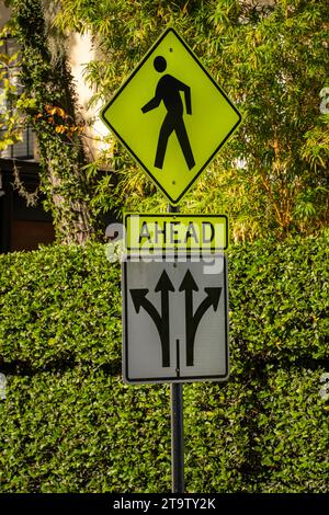 Cartello pedonale nel quartiere giardino di Savannah Georgia Foto Stock