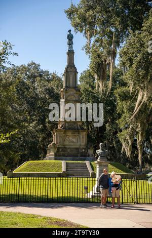 Monumento commemorativo della guerra civile nel parco Forsyth a Savannah, Georgia Foto Stock