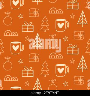 Sfondo con motivo vettoriale senza cuciture natalizie Illustrazione Vettoriale