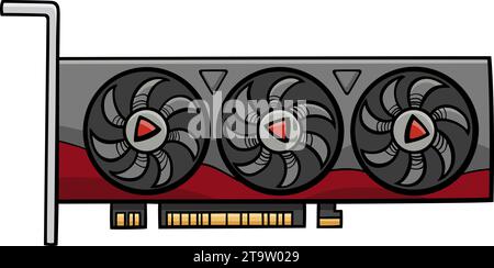 Illustrazione di cartoni animati della clip art del componente del computer della scheda grafica Illustrazione Vettoriale