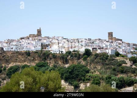 Arcos de la Frontera, vista panoramica. Cadice, Andalusia, Spagna. Foto Stock