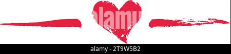 Grabbe cuore San Valentino divisorio dipinto a mano con pennello e inchiostro, isolato su sfondo bianco. Illustrazione vettoriale. Illustrazione Vettoriale