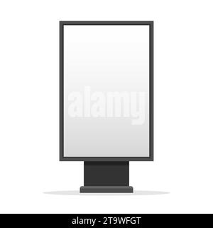 Display Street lightbox isolato su sfondo bianco. Billboard vuoto. Banner vuoto per esterni cittadini per i media pubblicitari. Poster pubblicitario per esterni Illustrazione Vettoriale