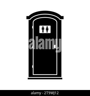 Icona mobile della toilette portatile in plastica utilizzata in luoghi pubblici isolati su sfondo bianco. Icona della cabina per WC chimico biologico. Bagno con WC e toilette. Illustrazione Vettoriale