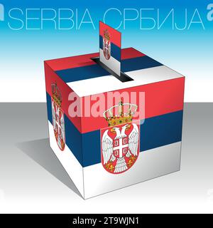 Serbia, paese europeo, urne, bandiere e simboli, illustrazione vettoriale Illustrazione Vettoriale
