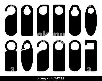 Cartellini per appendiabiti per le camere dell'hotel o del resort isolati su sfondo bianco. Svuotare il volantino della porta o non disturbare il mock-up. Illustrazione vettoriale. Illustrazione Vettoriale