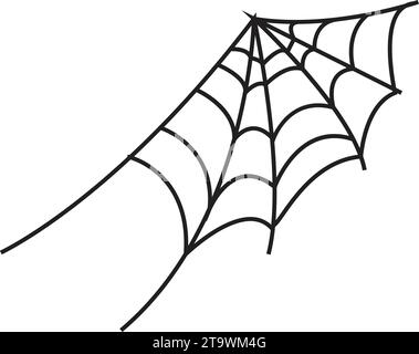 Ragnatela su sfondo trasparente. Rete ragnatela. Spettrale cobweb di Halloween con ragni. Illustrazione vettoriale di contorno. Spaventoso, horror Halloween. La mano Illustrazione Vettoriale