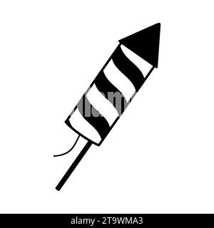 Icona del razzo fuochi d'artificio isolata su sfondo bianco. Firecracker per la festa, cartello pirotecnico. Illustrazione vettoriale. Illustrazione Vettoriale