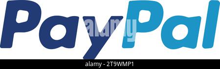 Logo dell'icona dei metodi di pagamento online PayPal. Pulsante di pagamento tramite e-commerce. Vettore. Società di servizi di pagamento internazionale. Illustrazione Vettoriale