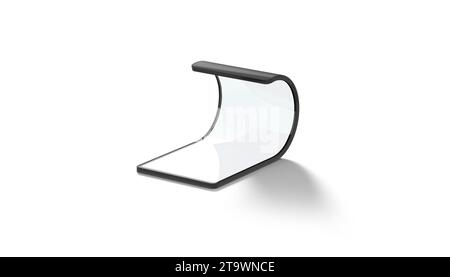 Vuoto attivato nero flip telefono twisted display mockup, isolato Foto Stock