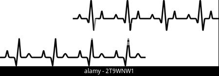 Linea heartbeat impostata. Raccolta di impulsi cardiaci. Monitoraggio ECG di emergenza. Elettrocardiogramma. illustrazione vettoriale Illustrazione Vettoriale