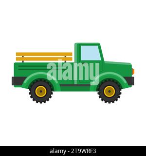 Pick-up retro isolato su sfondo bianco. Veicoli agricoli classici per il trasporto e il trasporto della produzione. Auto d'epoca Illustrazione Vettoriale