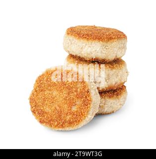 Gustose cotolette di carne su sfondo bianco Foto Stock