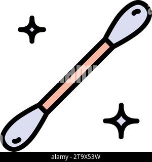 Icona auricolari. Bastoncini di cotone o bastoncini di cotone. Bastoncini di cotone, icona dell'igiene. Semplici elementi vettoriali a colori delle icone igieniche per ui e ux, siti Web o. Illustrazione Vettoriale