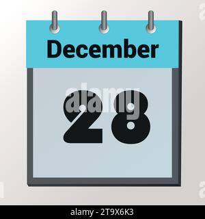 Giorno del calendario, formato immagine vettoriale, dicembre 28 Illustrazione Vettoriale