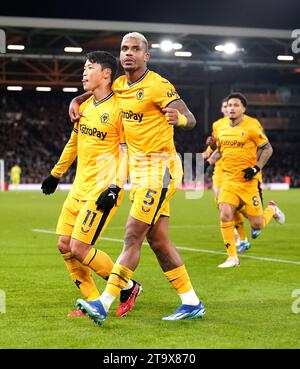 Durante la partita di Premier League a Craven Cottage, Londra. Data immagine: Lunedì 27 novembre 2023. Foto Stock