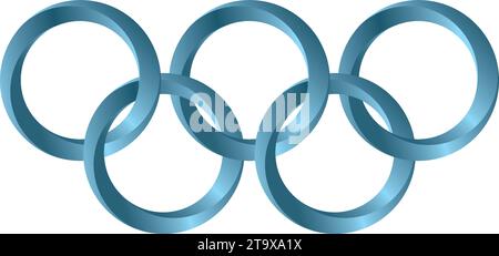 Cinque anelli blu intrecciati. Isolato. Illustrazione vettoriale. Illustrazione Vettoriale