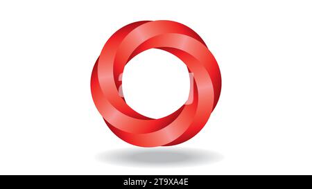 Simbolo, logo in rosso di forma intrecciata. Isolato. Illustrazione vettoriale. Illustrazione Vettoriale