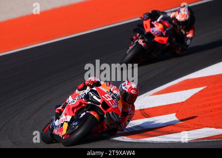 Valencia, Spagna. 26 novembre 2023. Valencia, Spagna, 26. Novembre 2023: Marc Marquez, spagnolo, e Repsol Honda Team durante il Campionato del mondo Moto GP. Moto GP Gran Premio di Comunitat Valenciana, circuito Ricardo Toro vicino a Cheste - immagine a pagamento - foto credito: © Eric ALONSO/ATP Images (ALONSO Eric/ATP/SPP) credito: SPP Sport Press Photo. /Alamy Live News Foto Stock