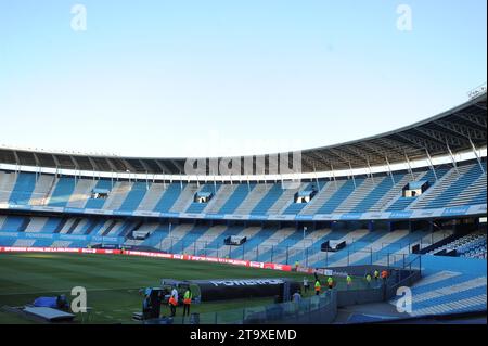 Avellaneda, Argentina. 27 novembre 2023. Presidente Peron Stadium in attesa della partita tra Racing Club vs. Belgrano (CBA.). Credito: Workphotoagencia/Alamy Live News Foto Stock