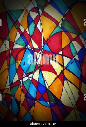 Art Drawing Abstract copic marker forma geometrica Foto Stock