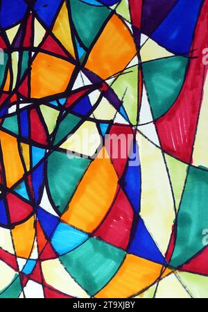 Art Drawing Abstract copic marker forma geometrica Foto Stock