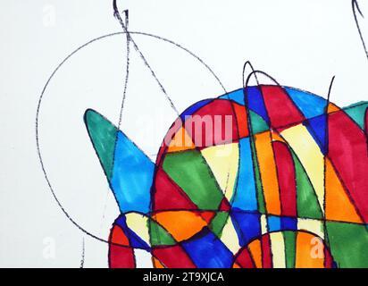 Art Drawing Abstract copic marker forma geometrica Foto Stock