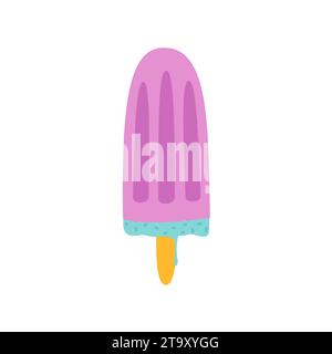 Gelato colorato su un'illustrazione vettoriale a bastone. Illustrazione estiva minimalista a colori Illustrazione Vettoriale
