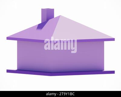 Immagine del rendering del modello 3D di una Box House viola minimalista Foto Stock