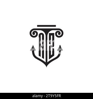 Logo del concetto di combinazione colonna AZ e ancora in un design di alta qualità Illustrazione Vettoriale