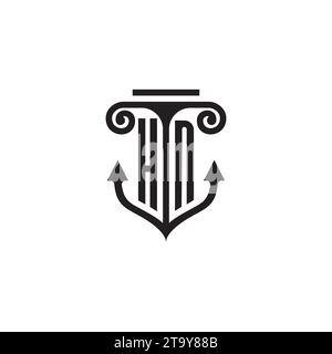 Logo HN Pillar e Anchor Combination Concept in design di alta qualità Illustrazione Vettoriale