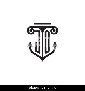 Logo JO Pillar and Anchor Combination Concept in design di alta qualità Illustrazione Vettoriale