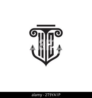 Logo del concetto di combinazione colonna KZ e ancora in un design di alta qualità Illustrazione Vettoriale