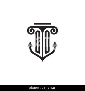 Logo OOO Pillar e Anchor Concept in design di alta qualità Illustrazione Vettoriale