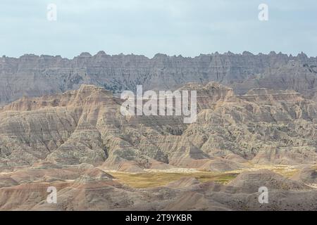 Primo piano delle montagne del Conata Basin, affacciato sul Badlands National Park Foto Stock