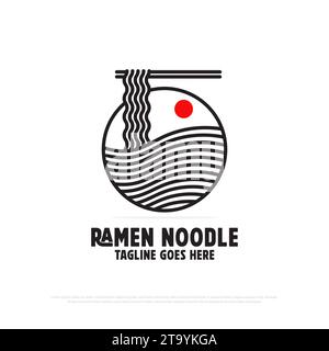 Simbolo del logo Ramen noodle, simbolo del logo di cibo e bevande, illustrazione vettoriale, ideale per l'idea del logo di un ristorante giapponese Illustrazione Vettoriale