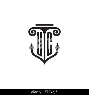 Logo del concetto di combinazione colonna UC e ancora in un design di alta qualità Illustrazione Vettoriale
