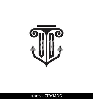 Logo del concetto di combinazione colonna VB e ancora in un design di alta qualità Illustrazione Vettoriale