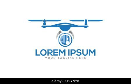 Design del logo dei droni creativo e professionale Illustrazione Vettoriale