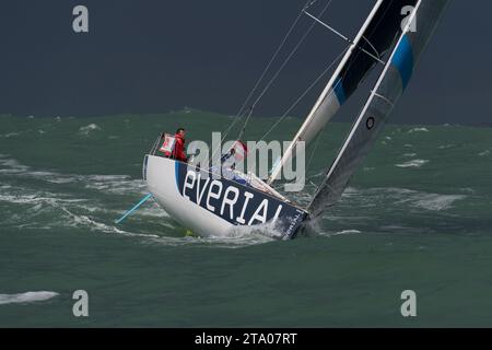 Tanguy LE TURQUAIS (Everial) durante la gara di vela monoscafo solo Maître Coq, partenza a Sables d'Olonne, Francia, il 16 marzo 2018 - foto Olivier Blanchet / DPPI Foto Stock